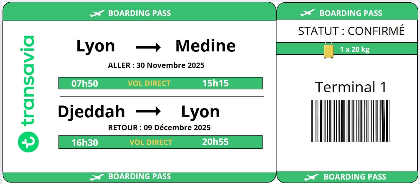 Omra du 30 novembre au 09 décembre 2025